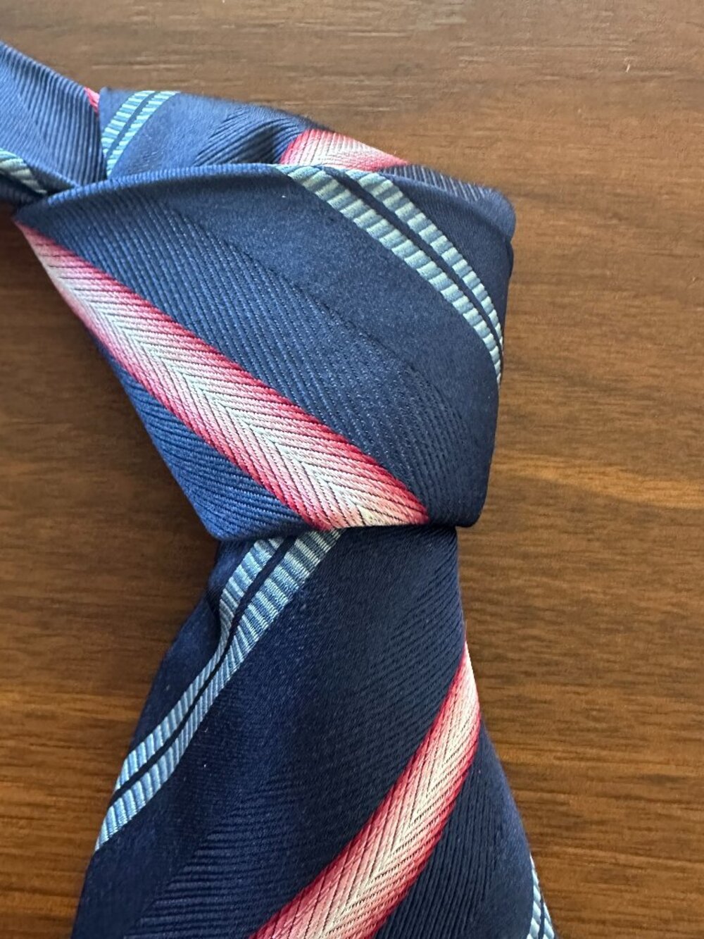 Canali Navy Red Striped Silk Tie